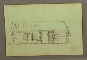 Dibujo, Cabaña de madera, posiblemente 1856