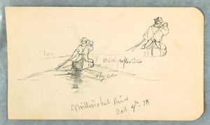 Dibujo, Hombre remando una canoa en el río Millinoket [sic], 4 de octubre de 1878 de Frederic Edwin Church