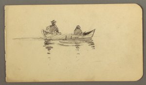 Dibujo, Hombre y mujer en canoa, posiblemente 1878 de Frederic Edwin Church