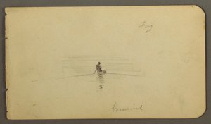 Dibujo, Hombre en canoa, posiblemente 1878 de Frederic Edwin Church