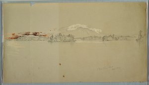 Dibujo, Lago Millinocket, vista del monte Katahdin, septiembre de 1878 de Frederic Edwin Church