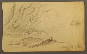 Dibujo, Niebla sobre el río y las colinas, junio de 1882