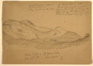 Dibujo, Luz de luna en el valle de El Yumen, Arabia, 29 de febrero de 1868 de Frederic Edwin Church