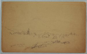 Dibujo, "Mount Katahdin from the West" [El monte Katahdin desde el oeste], agosto de 1852 de Frederic Edwin Church