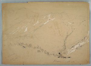Dibujo, Monte Katahdin, visto desde el sur, agosto de 1852 de Frederic Edwin Church