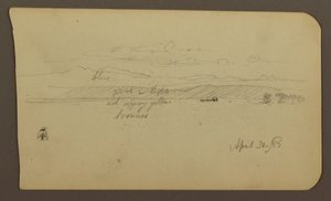 Dibujo, Paisaje de montaña, Figura; Verso: Paisaje, 30 de abril de 1885 de Frederic Edwin Church