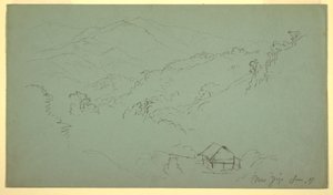 Dibujo, Paisaje montañoso, Casa, "cerca de Jorje", Ecuador, junio de 1857 de Frederic Edwin Church