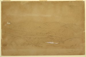Dibujo, Paisaje montañoso cerca de Guanojo y Guaranda, Ecuador, 10 de junio de 1857 de Frederic Edwin Church