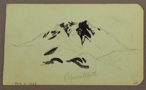 Dibujo, Paisaje montañoso, Taluca, Figura; Verso: Popocatapetl, 1883 de Frederic Edwin Church