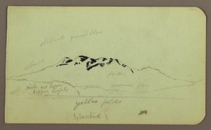 Dibujo, Paisaje montañoso, "El Itaccihuatl"; Verso: Picos montañosos, 1883
