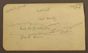 Dibujo, Paisaje de montaña; reverso: Inscripciones, 1885 de Frederic Edwin Church