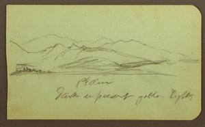 Dibujo, Paisaje de montaña; reverso: Paisaje de montaña, Figura, 1883 de Frederic Edwin Church
