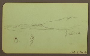 Dibujo, Paisaje de montaña; reverso: Paisaje de montaña, Figura, 1883