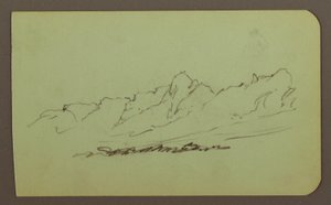 Dibujo, Paisaje montañoso; reverso: Cordillera, Figura, 1883