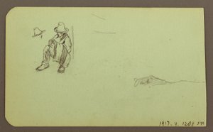 Dibujo, Paisaje de montaña; reverso: Figura sentada, Montaña, 1883 de Frederic Edwin Church