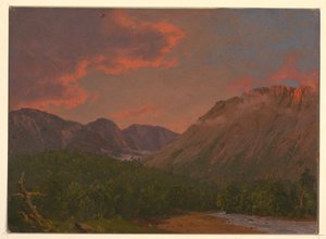 Dibujo, Paisaje montañoso al atardecer, 1865 de Frederic Edwin Church