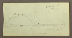Dibujo, Montaña mirando sobre el agua, febrero posiblemente 1868 de Frederic Edwin Church