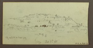 Dibujo, Montaña mirando sobre el agua, febrero posiblemente 1868 de Frederic Edwin Church