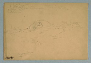 Dibujo, Pico de montaña, posiblemente el Chimborazo, que se eleva sobre tres cordilleras sucesivas, Ecuador, 1857 de Frederic Edwin Church