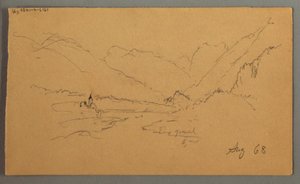 Dibujo, Picos de montaña, 1868 de Frederic Edwin Church