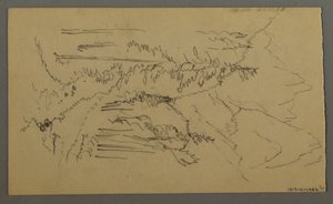 Dibujo, Picos de montaña, Dos figuras en un bote de remos, agosto de 1868 de Frederic Edwin Church