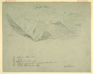 Dibujo, Picos de montaña cerca de Berchtesgaden, Baviera, junio-julio de 1868 de Frederic Edwin Church