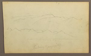 Dibujo, Cordillera "entrando en Guayaquil"; Verso: Orilla del río, Bocetos botánicos, posiblemente 1857. de Frederic Edwin Church