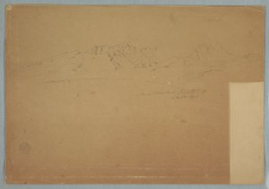 Dibujo, Cordillera con picos escarpados, cerca de Machachi, Ecuador, 19 de junio de 1857 de Frederic Edwin Church