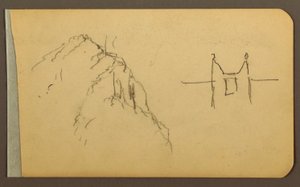 Dibujo, Mountain Side, torreta; Verso: Mountain Side, 1889 de Frederic Edwin Church