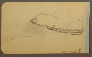 Dibujo, Mountain Side, torreta; Verso: Mountain Side, 1889 de Frederic Edwin Church