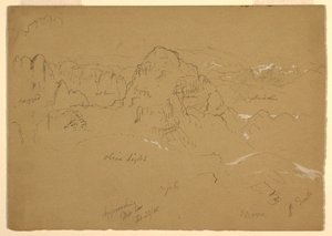 Dibujo, Montaña, Wady el-Arabah, 23 de febrero de 1868 de Frederic Edwin Church