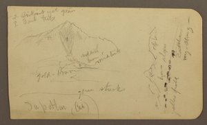 Dibujo, Montaña, Zapotlán; Verso: Ladera arbolada, Lago de Cuitzeo, enero de 1885. de Frederic Edwin Church