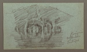 Dibujo, Montaña y su reflejo en el lago, posiblemente 1868 de Frederic Edwin Church