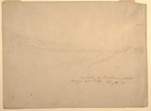 Dibujo, Paisaje montañoso entre Popayán y Pasto, Colombia, 13 de agosto de 1853 de Frederic Edwin Church