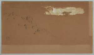 Dibujo, Montañas cerca de Mocho, Ecuador, probablemente mostrando el monte Chimoborazo enmarcado por nubes, 16 de junio de 1857. de Frederic Edwin Church