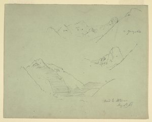 Dibujo, Montañas cerca de Abtenau, Salzkammergut, 5 de agosto de 1868 de Frederic Edwin Church