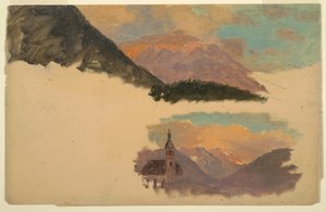 Dibujo, Montañas cerca de Berchtesgaden, Baviera, junio de 1868 de Frederic Edwin Church