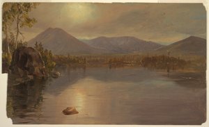 Dibujo, Montes Katahdin y Turner desde el lago Katahdin, Maine, 1855-60 de Frederic Edwin Church