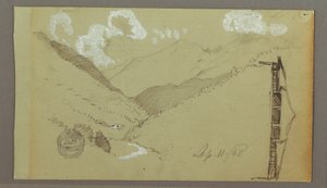 Dibujo, Valle Estrecho, Edificio, 11 de septiembre de 1803 de Frederic Edwin Church