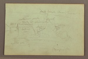 Dibujo, Cataratas del Niágara vistas desde el lado canadiense, 1856 de Frederic Edwin Church