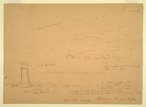 Dibujo, Cataratas del Niágara, Terrapin Point, 20 de marzo de 1856 de Frederic Edwin Church