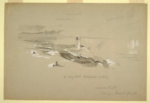 Dibujo, Cataratas del Niágara desde Terrapin Point, 20 de marzo de 1856 de Frederic Edwin Church
