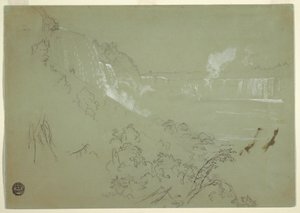 Dibujo, Cataratas del Niágara desde la base de Prospect Point, 1856 o 1858 de Frederic Edwin Church