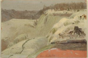 Dibujo, Cataratas del Niágara en la nieve, vistas desde Goat Island, 1856 de Frederic Edwin Church