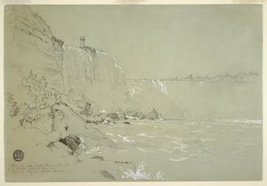 Dibujo, Cataratas del Niágara con la Torre Terrapin, 1856 de Frederic Edwin Church