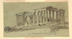 Dibujo, Partenón, Atenas desde el sureste, abril de 1869 de Frederic Edwin Church