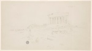 Dibujo, Partenón y Erecteión, Atenas, abril de 1869 de Frederic Edwin Church