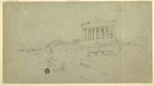 Dibujo, Partenón y Erecteión, Atenas, abril de 1869