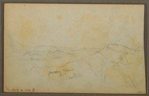 Dibujo, Popayán, Colombia; Verso: Paisaje montañoso, Colombia, 9 de agosto de 1853. de Frederic Edwin Church