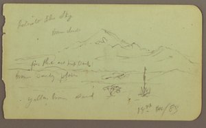 Dibujo, Popocatapel; Verso: Friso del Hotel Texcoco, 18 de diciembre de 1883 de Frederic Edwin Church